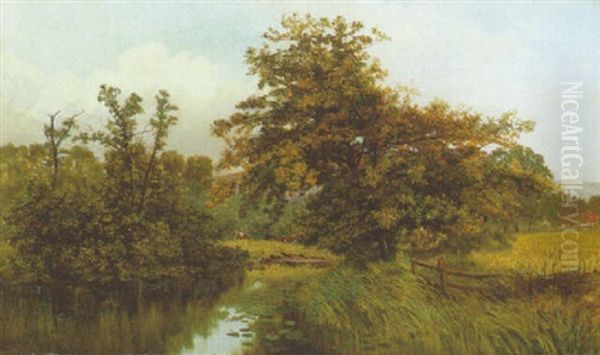 By The River Mole Dorking, Surrey Oil Painting by George Vicat Cole