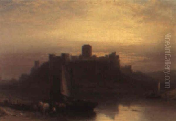 Pembroke Castle, Evening Oil Painting by George Vicat Cole