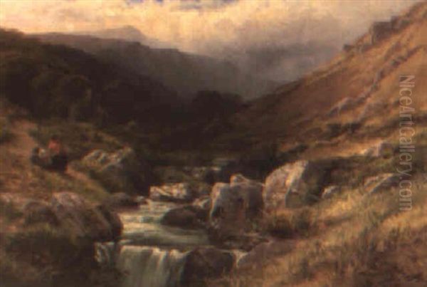 A Welsh Stream Oil Painting by George Vicat Cole