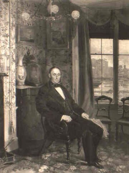 Portrait Of Henry Thomas Lambert Seated In His Study Oil Painting by George Vicat Cole