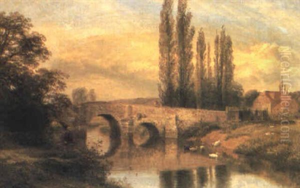 Fittleworth Old Mill And Bridge, On The Road To Sussex Oil Painting by George Vicat Cole