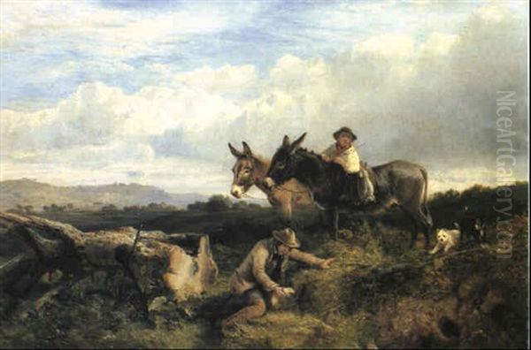 Ferreting In Surrey Oil Painting by George Vicat Cole