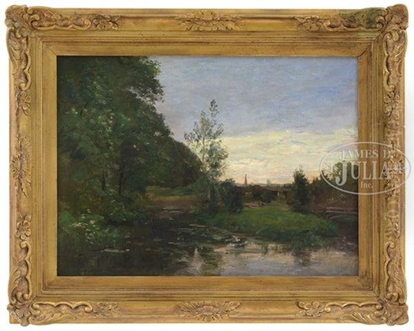 River Landscape Oil Painting by Joseph Foxcroft Cole