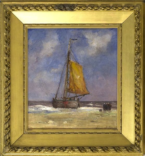 Dutch Fishing Boat Oil Painting by Joseph Foxcroft Cole