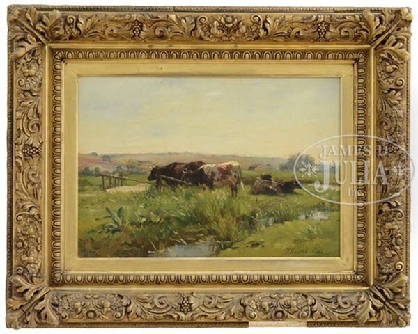 Pastoral Landscape With Cows Oil Painting by Joseph Foxcroft Cole