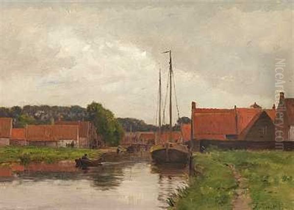 Canal Scene Oil Painting by Joseph Foxcroft Cole