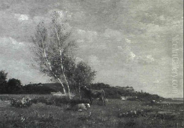 Cows In A Landscape Oil Painting by Joseph Foxcroft Cole