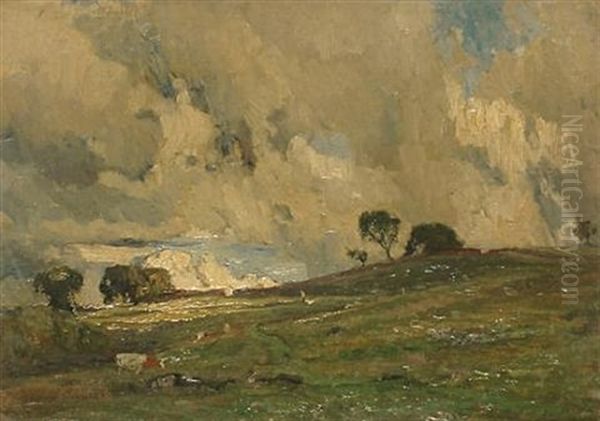 Storm Passing Over Open Fields Oil Painting by Reginald Rex Vicat Cole