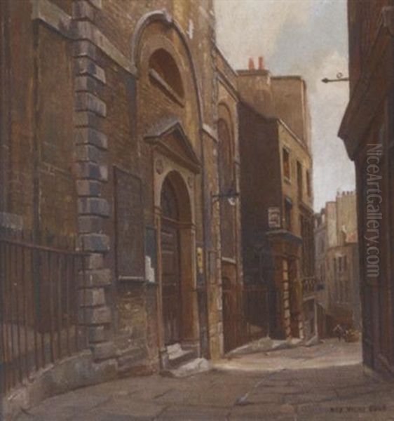 Entrance To St. Mary At Hill, Love Lane, London Oil Painting by Reginald Rex Vicat Cole