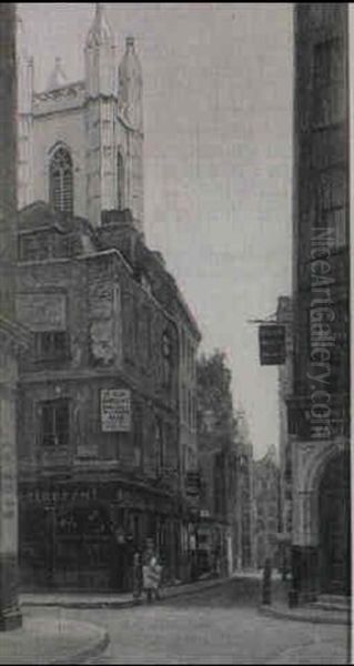 Ye Old Watling (in Bow Lane) Oil Painting by Reginald Rex Vicat Cole