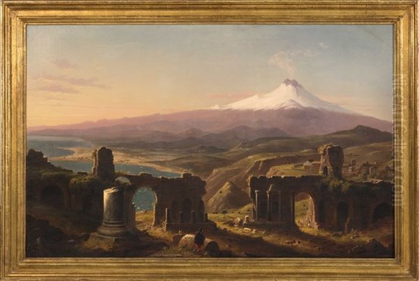 Mount Etna From Taormina, Sicily Oil Painting by Thomas Cole