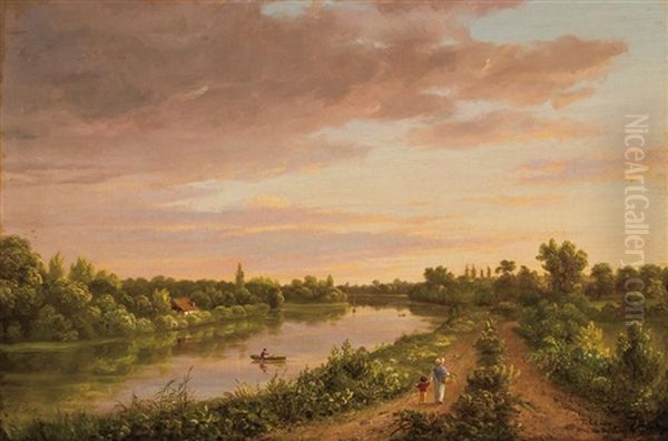 View Of The Thames Oil Painting by Thomas Cole