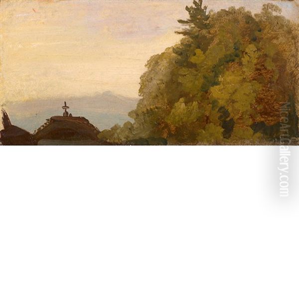 Cross On A Hilltop Oil Painting by Thomas Cole