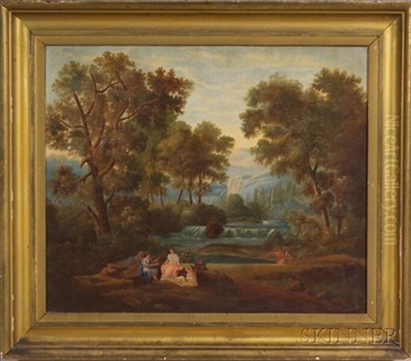 Allegorical Painting With Figures In A Landscape Oil Painting by Thomas Cole