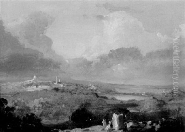 Distant View Of Boston Oil Painting by Thomas Cole