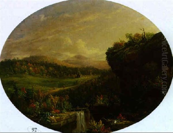 Mountain Landscape With Cataract Oil Painting by Thomas Cole