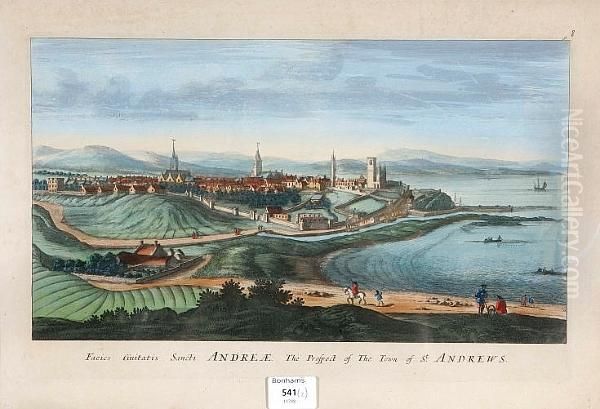 The Prospect Of Ye Town Of St. Andrews, 
 Circa 1780 - Arbroath The Prospect Of Ye Town Of Aberbrothick Oil Painting by A. Andrews