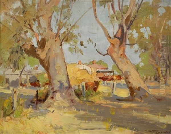 Homestead With Gum Trees Oil Painting by Alfred George Coleman