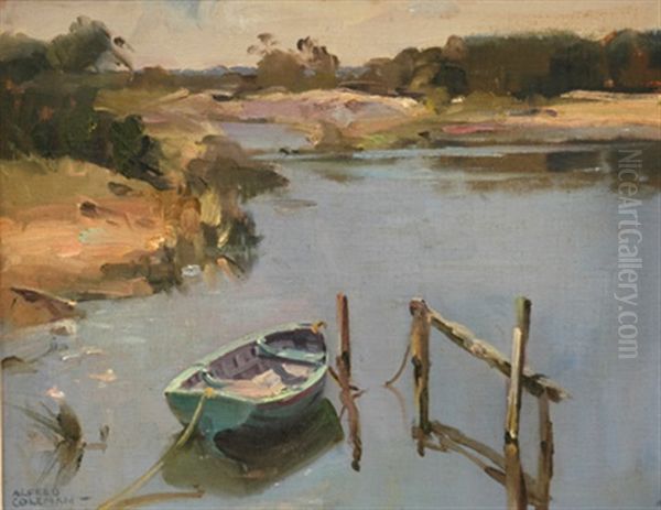 Moored Dinghy Oil Painting by Alfred George Coleman