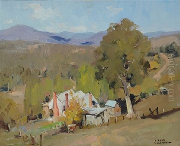 Hillside Farmhouse Oil Painting by Alfred George Coleman