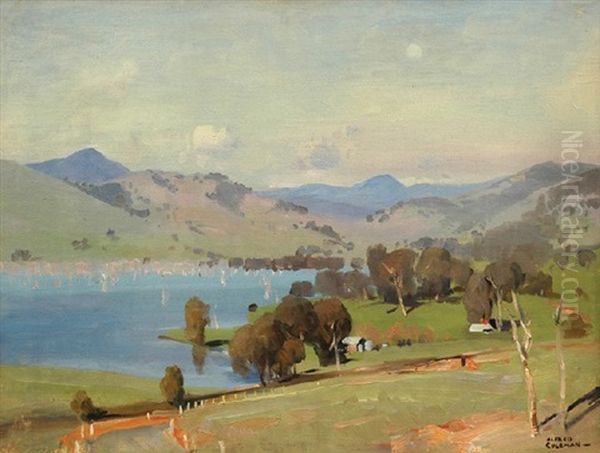 Farm By The Lake Oil Painting by Alfred George Coleman