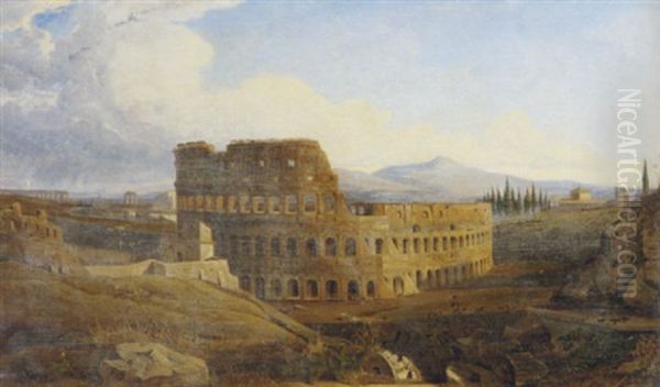 A Panorama Of The Colosseum, Rome Oil Painting by Charles Coleman