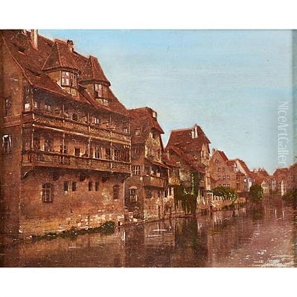 Houses Along The Canal Oil Painting by Charles Caryl Coleman