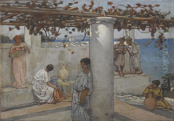 Roman Maidens On A Terrace Oil Painting by Charles Caryl Coleman