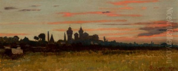 Italian Sunset Oil Painting by Charles Caryl Coleman