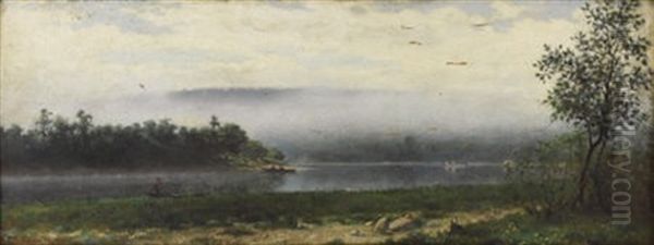 River Landscape With Mist Oil Painting by Charles Caryl Coleman