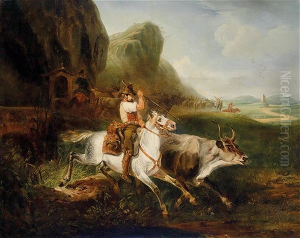 Hirte In Der Romischen Campagna Oil Painting by Enrico Coleman