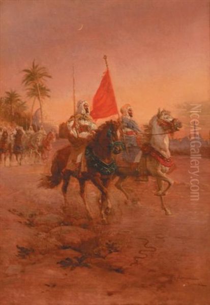 Arab Horsemen Oil Painting by Francesco Coleman