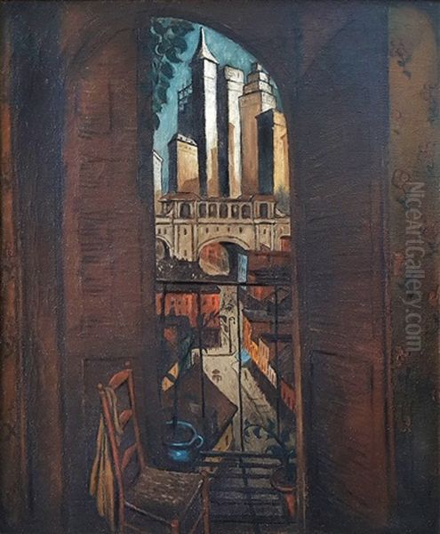 Brooklyn Bridge Oil Painting by Glenn O. Coleman