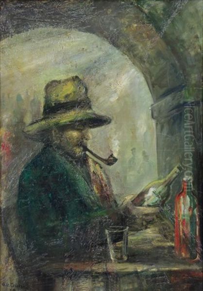 Man With A Pipe Oil Painting by Glenn O. Coleman