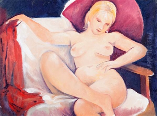 Nude With Crossed Legs Oil Painting by William Coleman