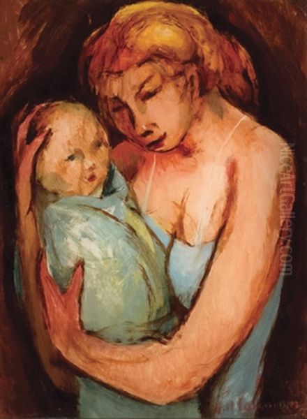 Mother And Child Oil Painting by William Coleman