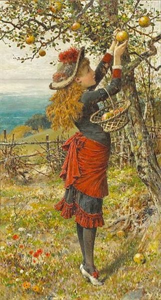 Picking Apples Oil Painting by William Stephen Coleman