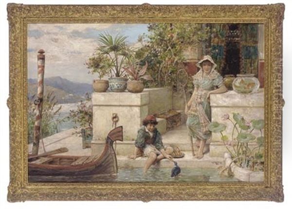 On The Steps To The Lake Oil Painting by William Stephen Coleman