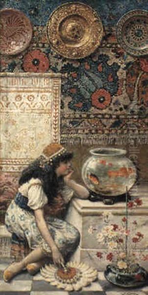 The Goldfish Bowl Oil Painting by William Stephen Coleman