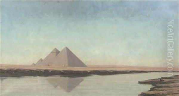 The Great Pyramids Of Giza, Egypt Oil Painting by Stephen Coleridge