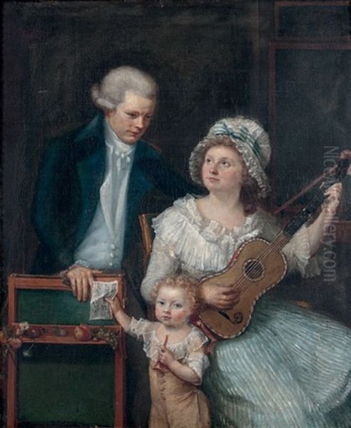 Portrait De Famille Oil Painting by Marie Colin de la Biochaye