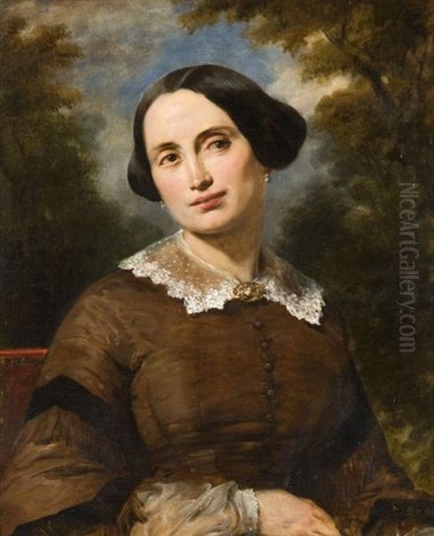 Portrait De Femme Dans Un Paysage Oil Painting by Alexandre Marie Colin