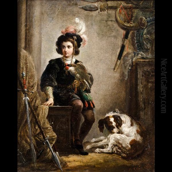 Giovane Falconiere Oil Painting by Alexandre Marie Colin