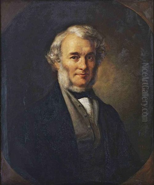 Portrait Of Richard Cobden, M.p. In A Black Coat And A Gray Waistcoat Oil Painting by Alexandre Marie Colin