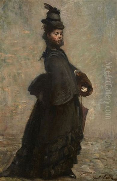 Elegante Au Manchon Oil Painting by Gustave Henri Colin