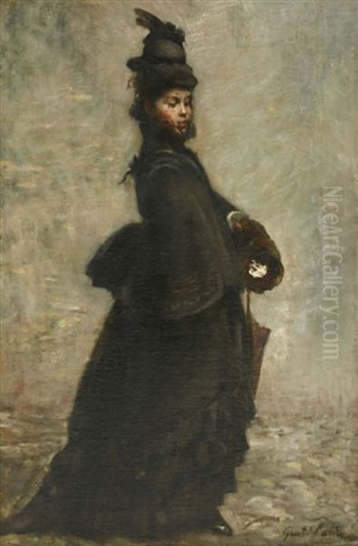 A French Woman Oil Painting by Gustave Henri Colin