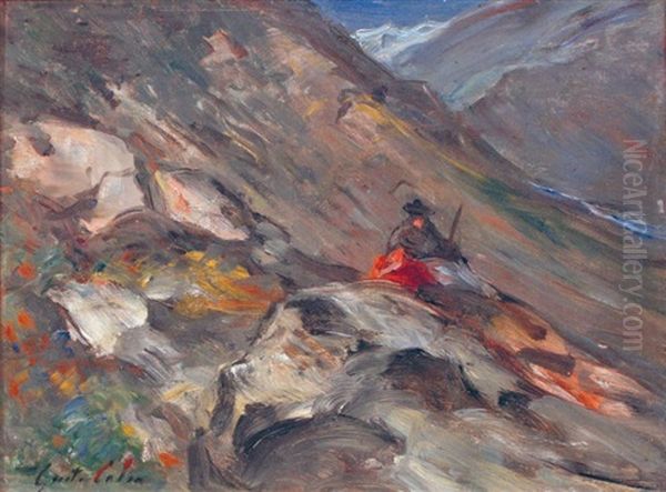 Berger Dans La Montagne Oil Painting by Gustave Henri Colin