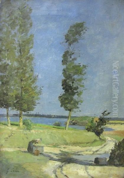 Lavandiere Au Bord De L'eau Oil Painting by Gustave Henri Colin