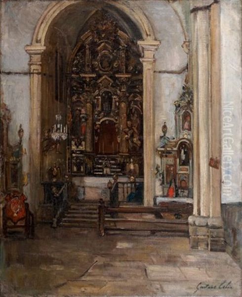 Interieur D'eglise Oil Painting by Gustave Henri Colin