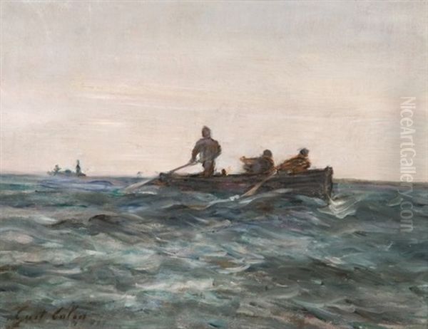 Barque Sur L'ocean Oil Painting by Gustave Henri Colin